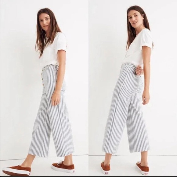 Madewell Emmett Wide-Leg Crop Pants in Stripe: Button-Front Edition- Women’s 25 - Picture 1 of 6